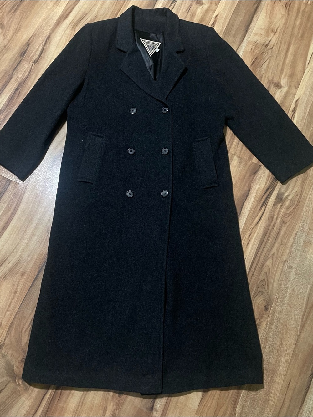 VTG 90s Marvin Richards Lord & Taylor Black Wool Cashmere Overcoat Size 12 USA